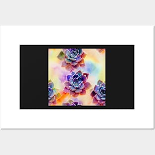 Watercolor succulent pattern Posters and Art